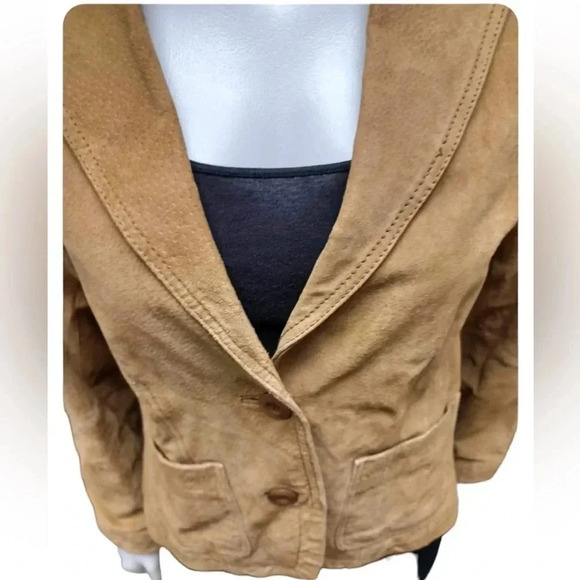 Atmosphere 100%  Leather Tan Suede Jacket Size Large - Picture 5 of 11
